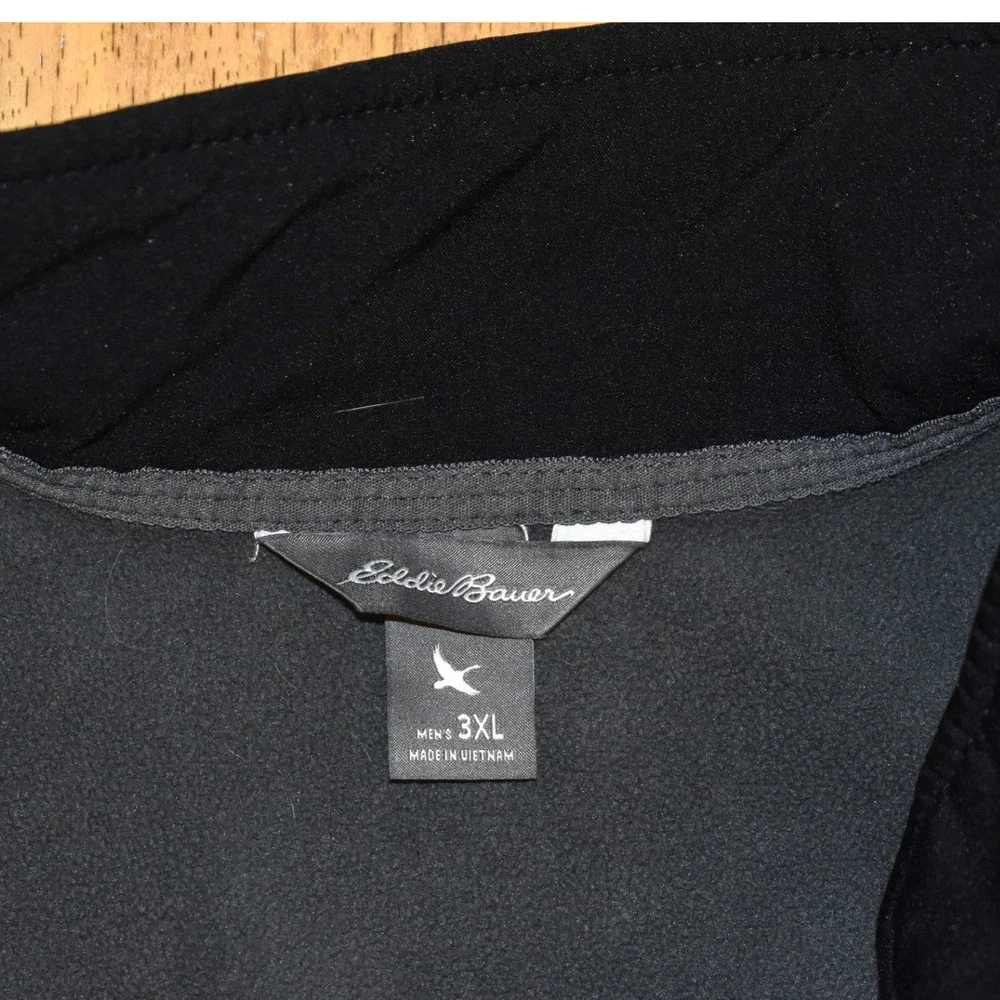 Eddie Bauer Softshell Vest Mens 3XL Black Excellent Fleece Lined Full Zip Pocket